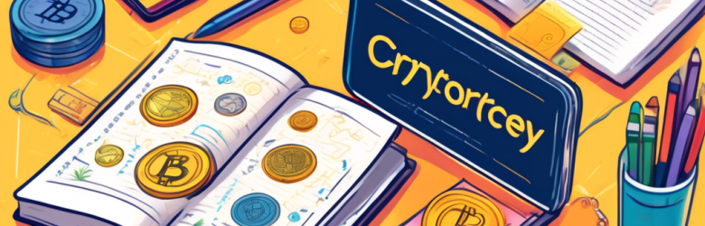 Create an illustration of a friendly guidebook titled A Beginner's Guide to Buy Digital Currency, lying open on a desk. Surround the book with elements such as a smartphone displaying a cryptocurrency wallet app, a laptop showing a cryptocurrency exchange website, colorful digital coins like Bitcoin and Ethereum, and a notepad with handwritten notes. The background should be modern and inviting, reflecting the theme of learning and navigating the world of digital currencies.