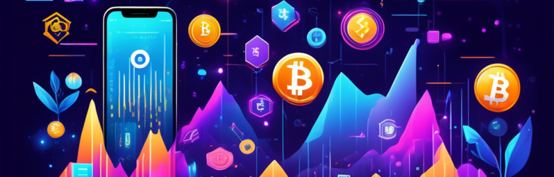 Create a high-resolution digital illustration of a futuristic financial scene featuring the logos of top cryptocurrencies in 2023 such as Bitcoin (BTC), Ethereum (ETH), Binance Coin (BNB), and Cardano (ADA). The scene should convey a sense of innovation and prosperity, with sleek, modern elements and vibrant colors. Include charts or graphs in the background indicating upward trends to emphasize the profitable investment aspect.