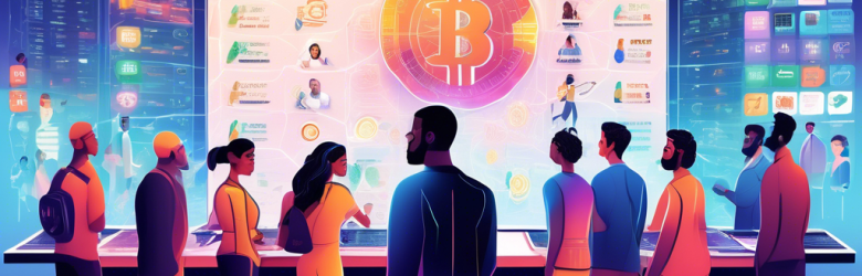 Create a digital illustration depicting a diverse group of people standing in front of a large, bustling board filled with various fiat-to-crypto exchange options. Each exchange has different features and currencies highlighted, such as security, fees, and supported cryptocurrencies. The people appear deep in thought, analyzing and comparing the exchanges to symbolize the decision-making process. The scene should convey a sense of complexity and consideration in choosing the best exchange to suit individual needs.