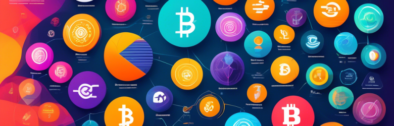 An informative infographic showcasing the top 25 cryptocurrencies of 2023, featuring vibrant icons representing each cryptocurrency, their logos, market cap statistics, and growth trends. The background should include a futuristic digital landscape with elements like blockchain patterns and financial charts, conveying a sense of innovation in the cryptocurrency market.