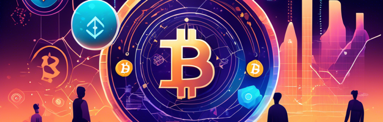 Create an illustration depicting the top 5 cryptocurrencies to watch in 2023. Visualize a futuristic digital landscape with vibrant currency symbols, such as Bitcoin, Ethereum, Cardano, Solana, and Binance Coin, prominently featured. Incorporate elements like blockchain networks, graphs showing upward trends, and abstract technology motifs. The background should reflect a sense of innovation and financial growth, with a glowing skyline representing the future of digital finance.